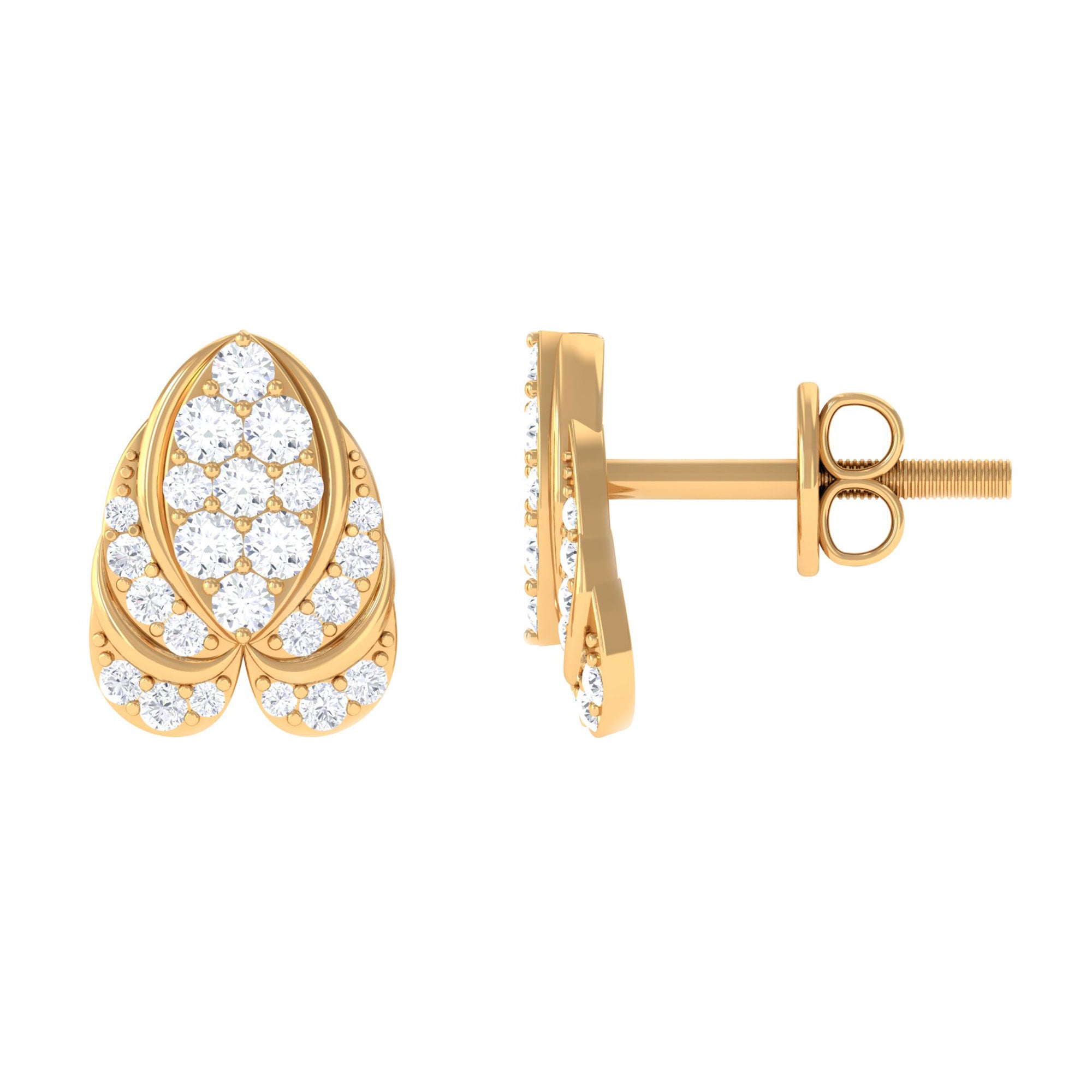 Rosec Jewels-1/2 CT Round Diamond Antique Heart Stud Earrings