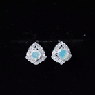 3/4 CT Ethiopian Opal Stud Earrings with Moissanite Accent Ethiopian Opal - ( AAA ) - Quality - Rosec Jewels