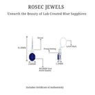 Created Blue Sapphire Dangle Drop Earrings Lab Created Blue Sapphire - ( AAAA ) - Quality 92.5 Sterling Silver - Rosec Jewels