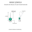 Cushion Cut Solitaire Created Emerald Drop Earrings Lab Created Emerald - ( AAAA ) - Quality - Rosec Jewels