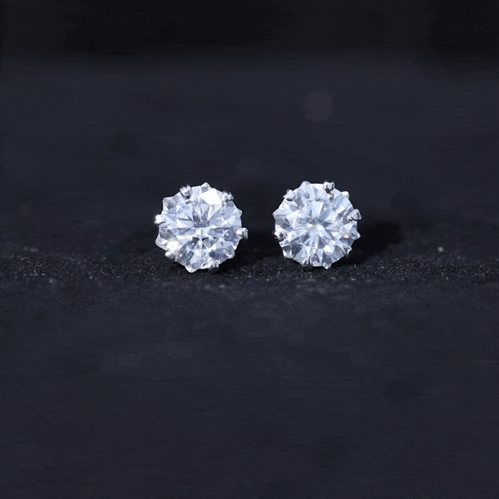Round 2.7 Carat Moissanite Solitaire Stud Earrings in Sterling Silver D-VS1 92.5 Sterling Silver - Rosec Jewels