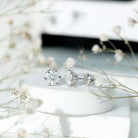 Brilliant Cut Moissanite Solitaire Stud Earrings in Decorative Setting D-VS1 - Rosec Jewels