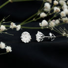 Brilliant Cut Moissanite Solitaire Stud Earrings in Decorative Setting D-VS1 - Rosec Jewels