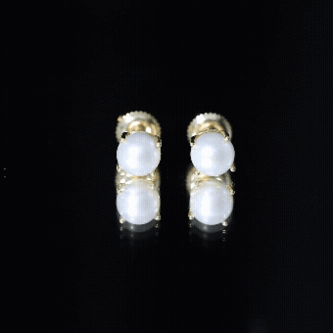 Natural 4.4 Carat Pearl Stud Earrings with Certificate AAA 92.5 Sterling Silver - Rosec Jewels