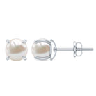 6 MM Round Freshwater Pearl Solitaire Stud Earrings AAA - Rosec Jewels