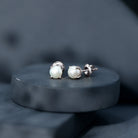 6 MM Round Freshwater Pearl Solitaire Stud Earrings AAA - Rosec Jewels