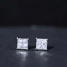 6MM Solitaire Princess Cut Moissanite Stud Earrings D-VS1 - Rosec Jewels