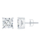 Certified 2.5 Carat Princess Cut Moissanite Stud Earrings in Silver D-VS1 92.5 Sterling Silver - Rosec Jewels
