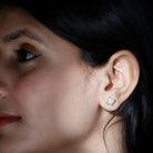 Certified 2.5 Carat Princess Cut Moissanite Stud Earrings in Silver D-VS1 92.5 Sterling Silver - Rosec Jewels