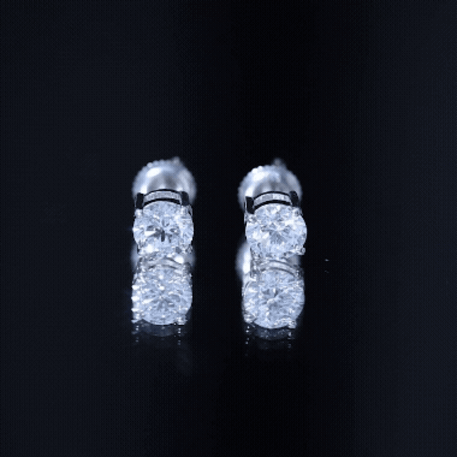 Certified 2 Carat Lab Grow Diamond Earrings with Screw Back Lab - ( EF-VS ) 92.5 Sterling Silver - Rosec Jewels