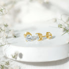 Certified 2 Carat Lab Grow Diamond Earrings with Screw Back Lab - ( EF-VS ) 14K Yellow Gold Plated Silver - Rosec Jewels