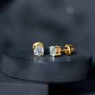 Certified 2 Carat Lab Grow Diamond Earrings with Screw Back Lab - ( EF-VS ) 14K Yellow Gold Plated Silver - Rosec Jewels