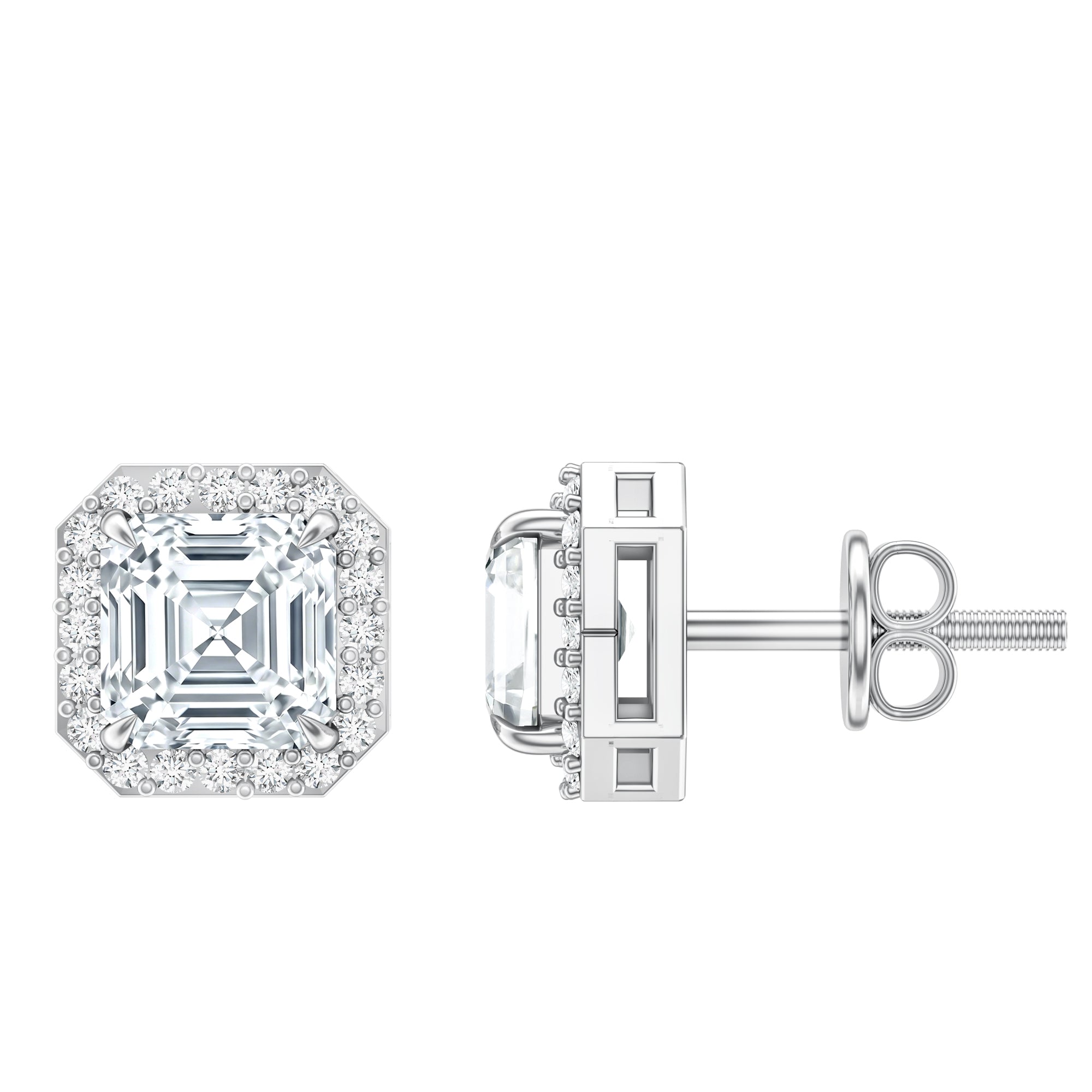 Certified 1.4 Carat Asscher Cut Lab Grown Diamond Studs Lab - ( EF-VS ) - Rosec Jewels