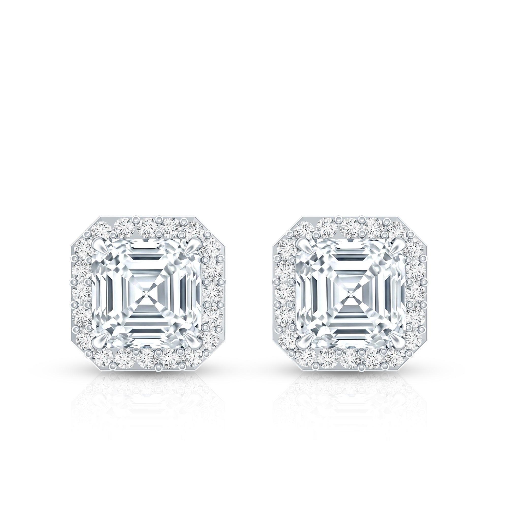 Certified 1.4 Carat Asscher Cut Lab Grown Diamond Studs Lab - ( EF-VS ) - Rosec Jewels