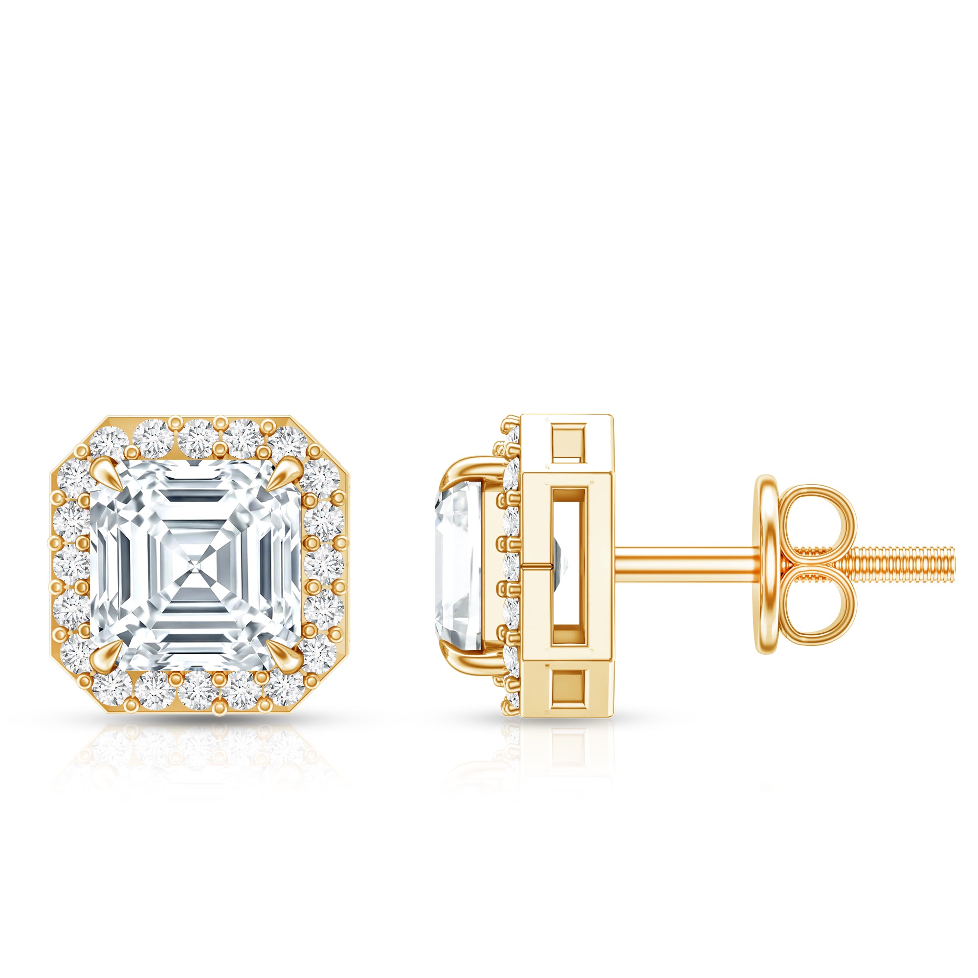 Certified 1.4 Carat Asscher Cut Lab Grown Diamond Studs Lab - ( EF-VS ) - Rosec Jewels