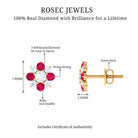 1 CT Diamond and Ruby Floral Stud Earrings Ruby - ( AAA ) - Quality - Rosec Jewels