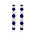 Round Blue Sapphire and Diamond Hinged Hoop Earrings with Certificate AAA - Rosec Jewels