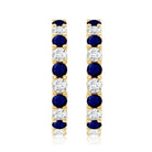 Round Blue Sapphire and Diamond Hinged Hoop Earrings with Certificate AAA - Rosec Jewels