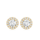 Certified Round Moissanite Halo Stud Earrings D-VS1 - Rosec Jewels