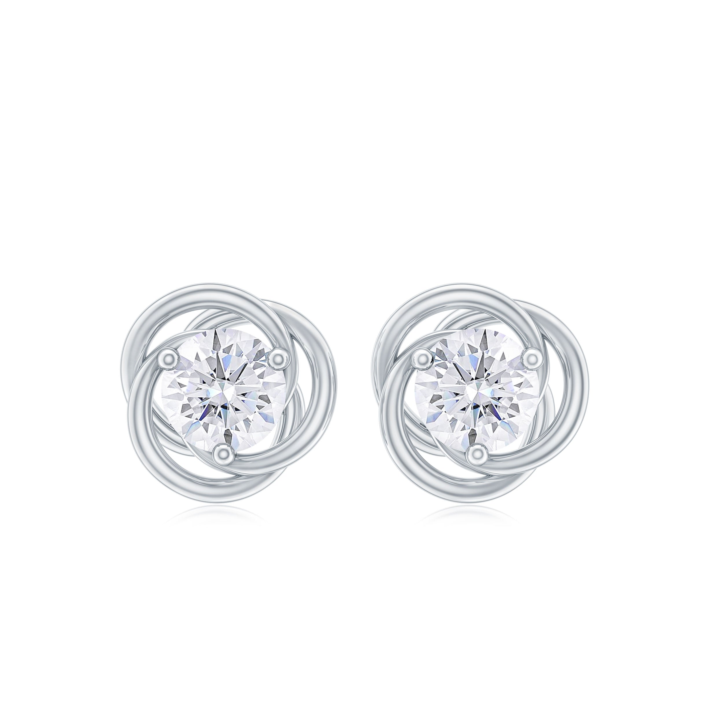 1 CT Moissanite Swirl Stud Earrings Moissanite - ( D-VS1 ) - Color and Clarity - Rosec Jewels