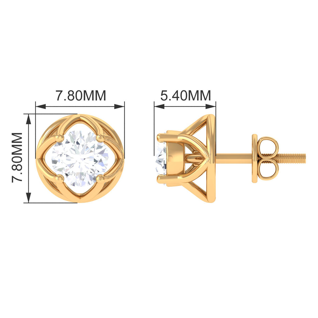 Moissanite Flower Stud Earrings Moissanite - ( D-VS1 ) - Color and Clarity - Rosec Jewels