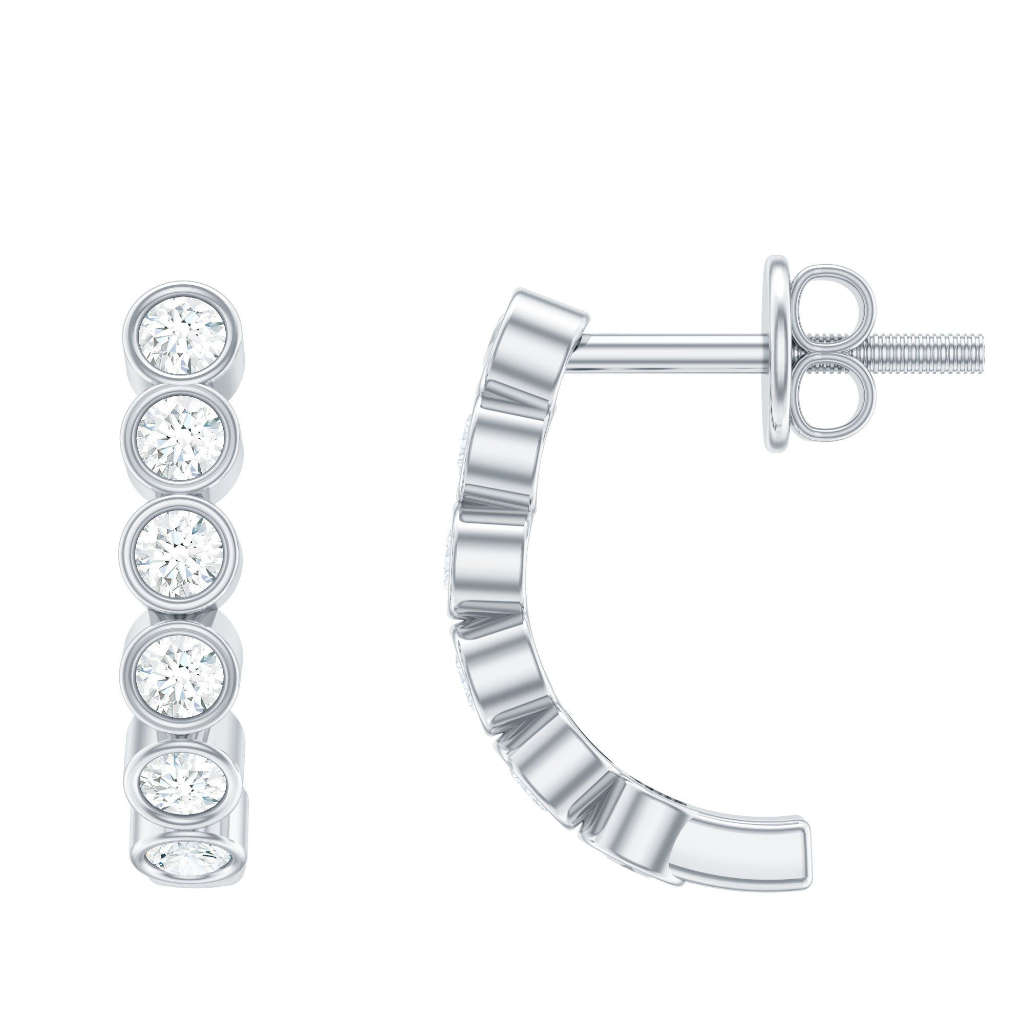 1/2 CT Bezel Set Diamond Half Eternity Hoop Earrings