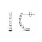 1/2 CT Bezel Set Diamond Half Eternity Hoop Earrings Diamond - ( HI-SI ) - Color and Clarity - Rosec Jewels