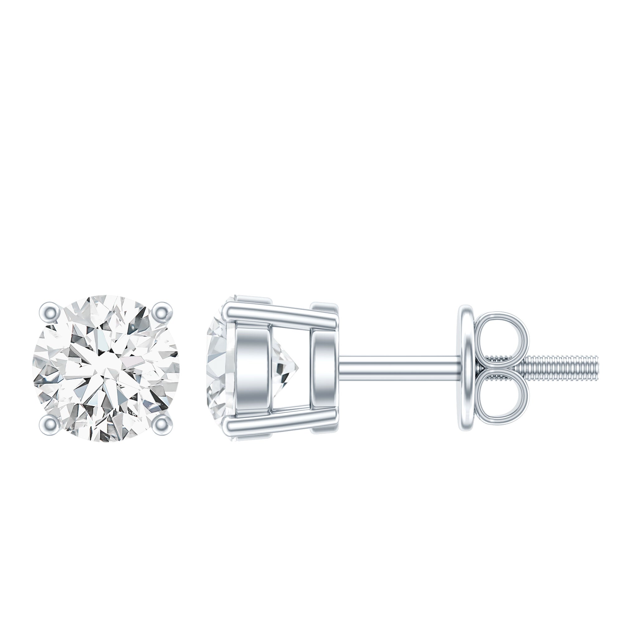 Silver Moissanite 1 Carat Stud Earring D-VS1 92.5 Sterling Silver - Rosec Jewels