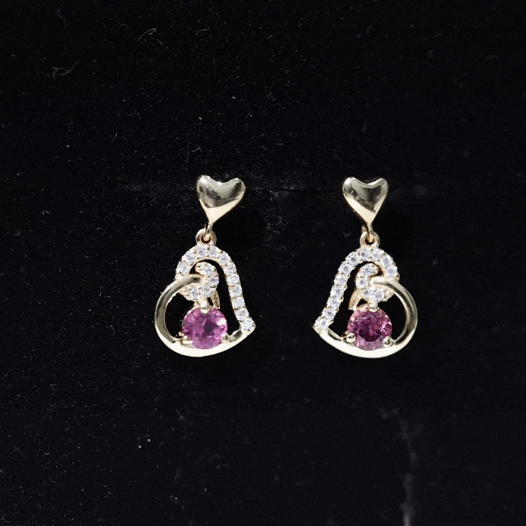 3/4 CT Pink Tourmaline and Diamond Heart Drop Earring Pink Tourmaline - ( AAA ) - Quality - Rosec Jewels