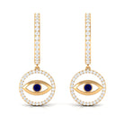 1 CT Blue Sapphire and Diamond Evil Eye Hoop Drop Earrings in Gold Blue Sapphire - ( AAA ) - Quality - Rosec Jewels