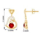3/4 CT Created Ruby and Diamond Accent Heart Drop Earring Lab Created Ruby - ( AAAA ) - Quality - Rosec Jewels