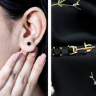 Natural Black Onyx Stud Earrings for Everyday AAA - Rosec Jewels