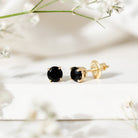 Natural Black Onyx Stud Earrings for Everyday AAA - Rosec Jewels