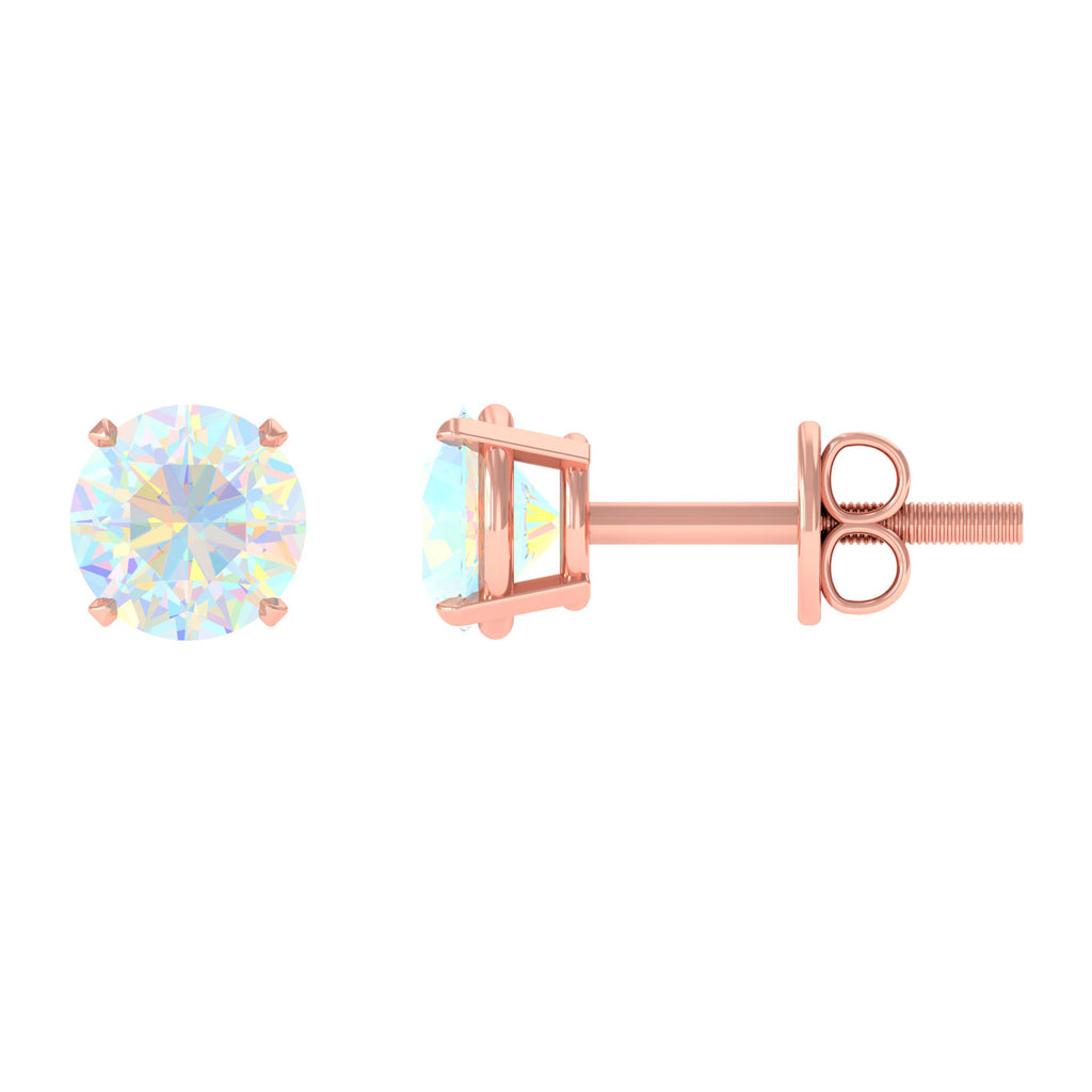 Rosec Jewels-Round Ethiopian Opal Solitaire Stud Earrings