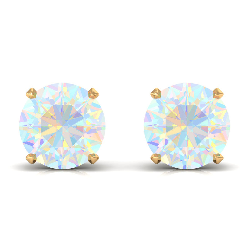Rosec Jewels-Round Ethiopian Opal Solitaire Stud Earrings
