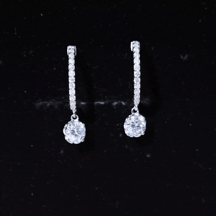 Sterling Silver Moissanite Hoop Drop Earrings for Women D-VS1 92.5 Sterling Silver - Rosec Jewels