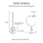 Sterling Silver Moissanite Hoop Drop Earrings for Women D-VS1 92.5 Sterling Silver - Rosec Jewels