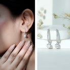 Sterling Silver Moissanite Hoop Drop Earrings for Women D-VS1 92.5 Sterling Silver - Rosec Jewels