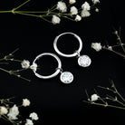 Bezel Set 2 Carat Round Moissanite Drop Hoop Earrings D-VS1 92.5 Sterling Silver - Rosec Jewels