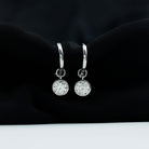 Bezel Set 2 Carat Round Moissanite Drop Hoop Earrings D-VS1 92.5 Sterling Silver - Rosec Jewels