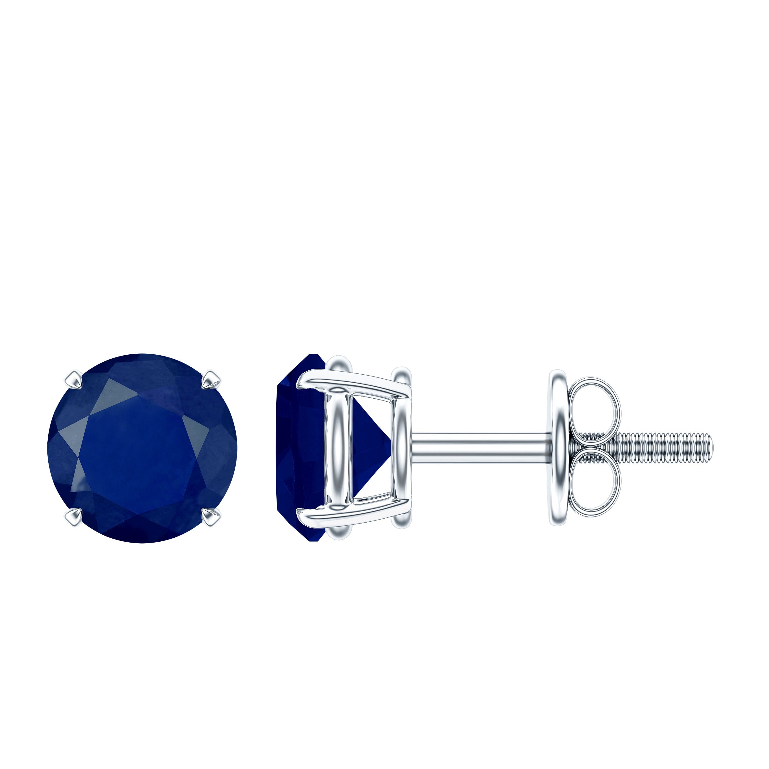 5MM Round Blue Sapphire Solitaire Stud Earrings in Claw Setting AAA - Rosec Jewels