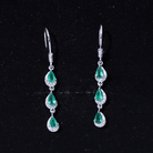 Pear Cut Emerald Dangle Earrings with Diamond AAA - Rosec Jewels