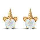 1 CT Ethiopian Opal Unicorn Solitaire Stud Earrings in Gold Ethiopian Opal - ( AAA ) - Quality - Rosec Jewels