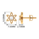 Rosec Jewels-Round Cut Diamond Flower Stud Earrings with Beaded