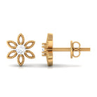 Rosec Jewels-Round Cut Diamond Flower Stud Earrings with Beaded