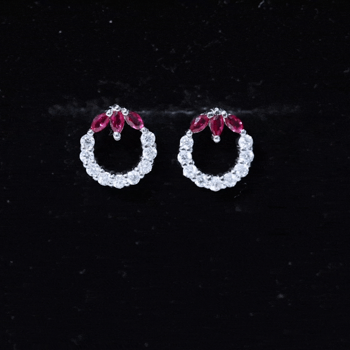 Marquise Cut Created Ruby and Moissanite Eternity Stud Earrings Lab Created Ruby - ( AAAA ) - Quality - Rosec Jewels