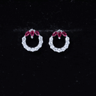Marquise Cut Created Ruby and Moissanite Eternity Stud Earrings Lab Created Ruby - ( AAAA ) - Quality - Rosec Jewels