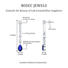 Womens Lab Grown Blue Sapphire Drop Dangle Earrings with Certificate AAAA 92.5 Sterling Silver - Rosec Jewels