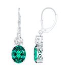 Certified 6 Carat Oval Cut Lab Grown Emerald Drop Hoop Earrings AAAA 92.5 Sterling Silver - Rosec Jewels