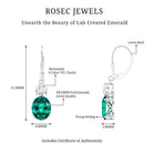 Certified 6 Carat Oval Cut Lab Grown Emerald Drop Hoop Earrings AAAA 92.5 Sterling Silver - Rosec Jewels